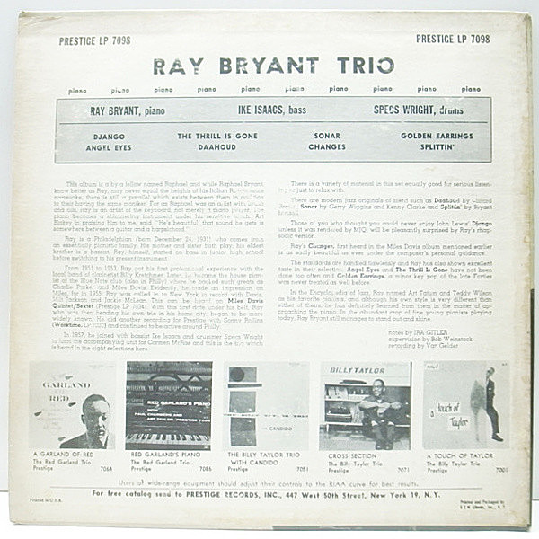 RAY BRYANT / Piano Piano Piano Piano... (LP) / Prestige | WAXPEND