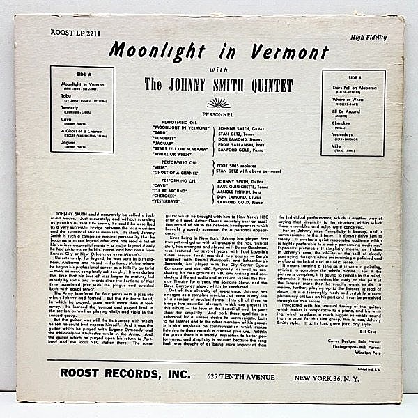 JOHNNY SMITH / STAN GETZ / Moonlight In Vermont (LP) / Royal Roost