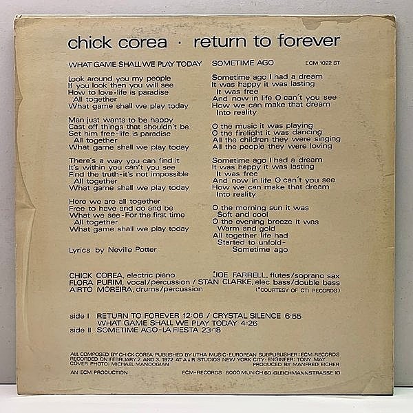 CHICK COREA / Return To Forever (LP) / ECM | WAXPEND RECORDS