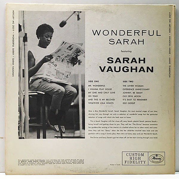 SARAH VAUGHAN / Wonderful Sarah (LP) / Mercury | WAXPEND RECORDS