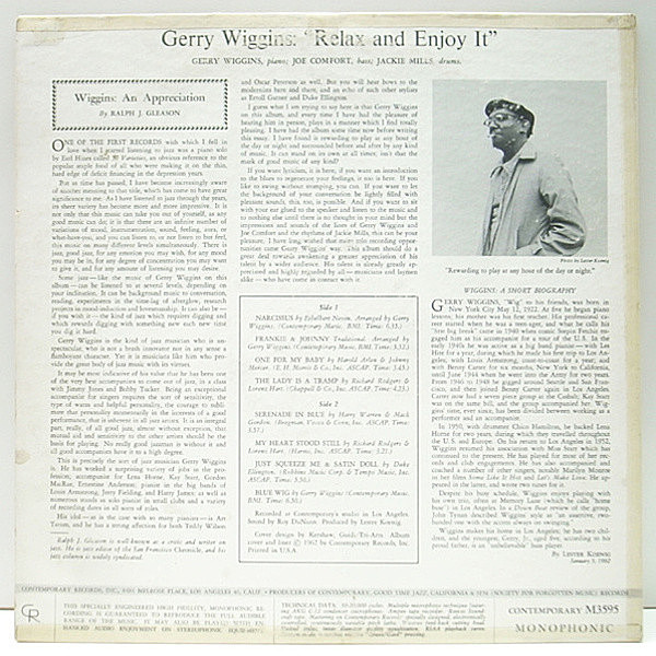 GERRY WIGGINS / Relax And Enjoy It! (LP) / Contemporary | WAXPEND