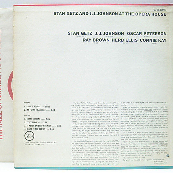 STAN GETZ / J.J. JOHNSON / At The Opera House (LP) / Verve 