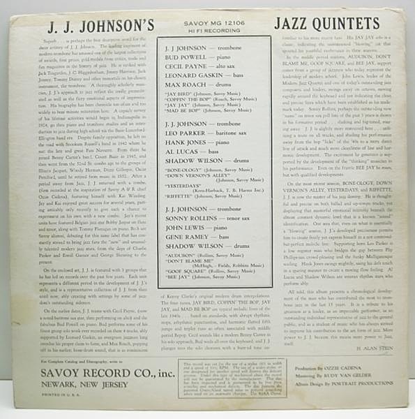 J.J. JOHNSON'S JAZZ QUINTETS / S.T (LP) / Savoy | WAXPEND RECORDS