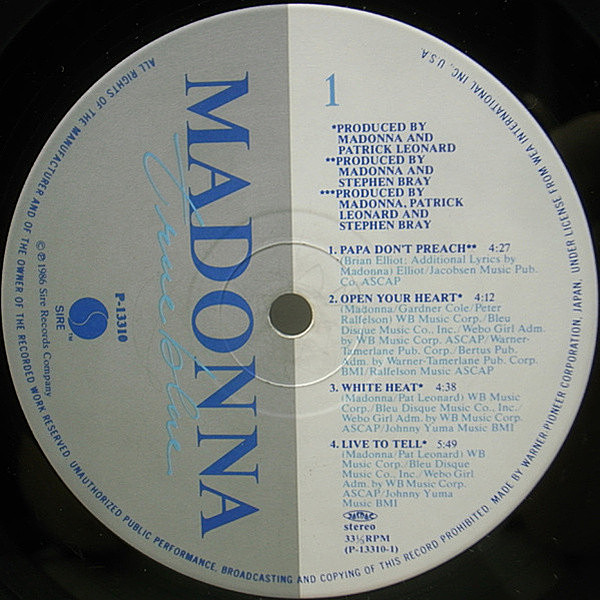 MADONNA / True Blue (LP) / Sire | WAXPEND RECORDS