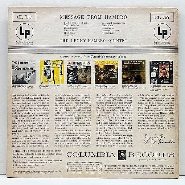 LENNY HAMBRO / Message From Hambro (LP) / Columbia | WAXPEND RECORDS