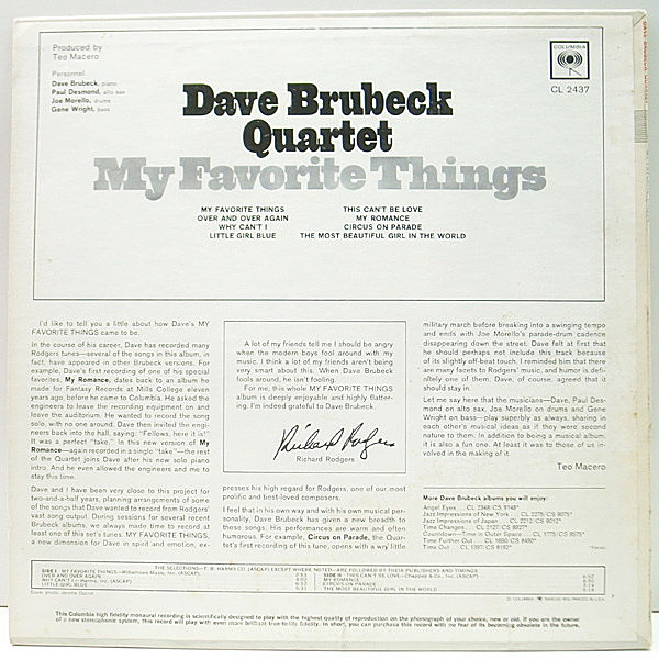 DAVE BRUBECK / My Favorite Things (LP) / Columbia | WAXPEND RECORDS