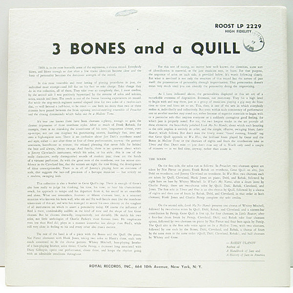 GENE QUILL / 3 Bones And A Quill (LP) / Royal Roost | WAXPEND RECORDS