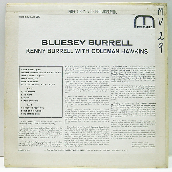 KENNY BURRELL / COLEMAN HAWKINS / Bluesey Burrell (LP