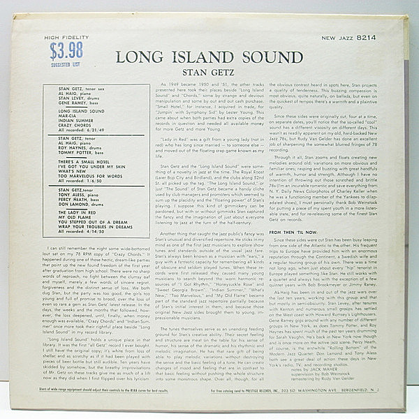 STAN GETZ / Long Island Sound (LP) / New Jazz | WAXPEND RECORDS