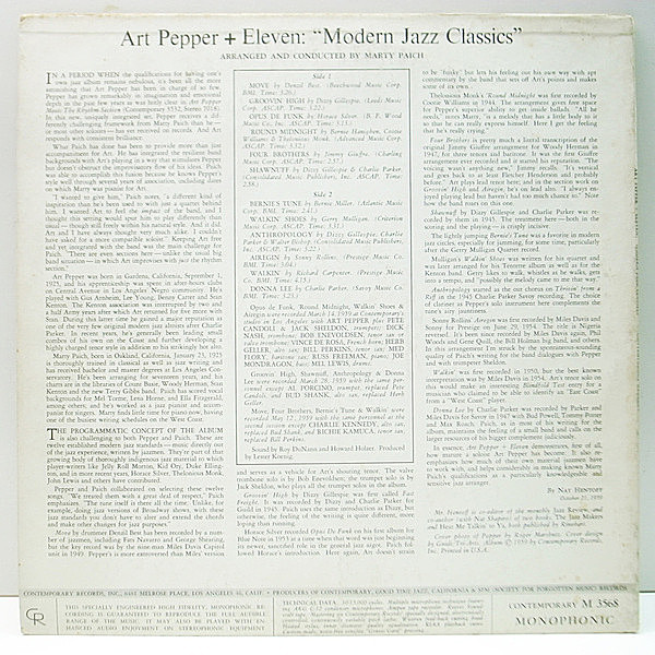 ART PEPPER / Art Pepper + Eleven (Modern Jazz Classics) (LP