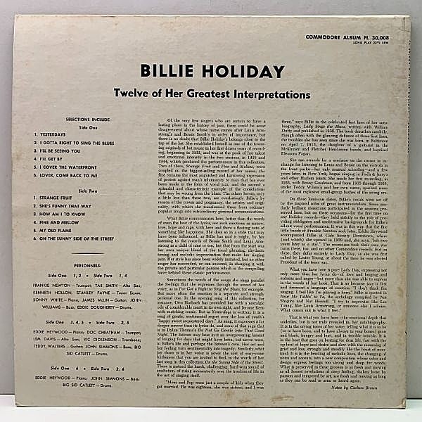 BILLIE HOLIDAY / Twelve Of Her Greatest Interpretations - Strange