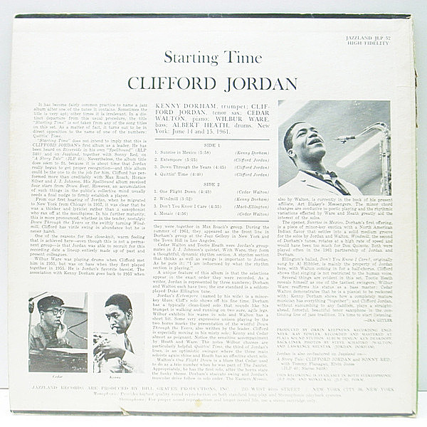 CLIFFORD JORDAN / Starting Time (LP) / Jazzland | WAXPEND RECORDS